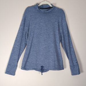 Nike Dry Fit Heathered Blue Relaxed Tie Front Sweatshirt